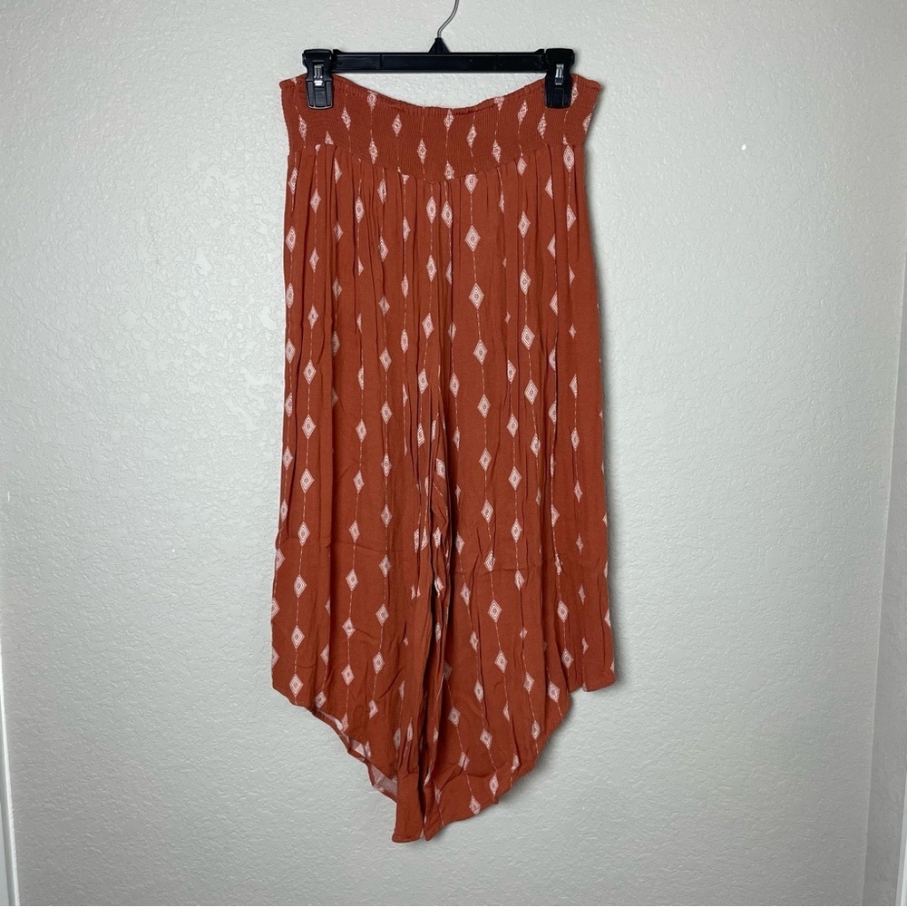 Dress Forum Terracotta Asymmetrical Wide Leg Patterned Pants Size L